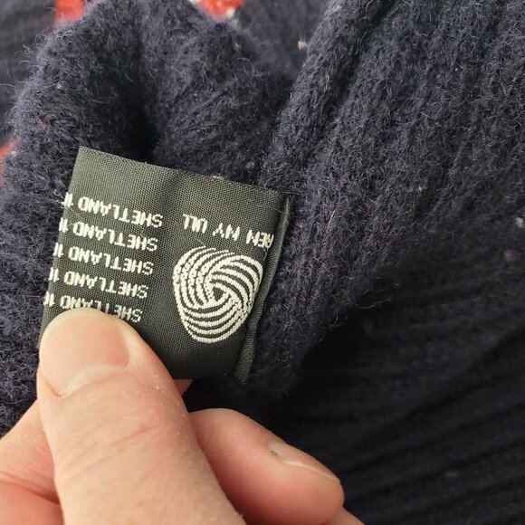 L.O.G.G. Navy Shetland Wool Quarter Zip Sweater | Vintage 90s Y2K | Men's XL - Picture 10 of 10